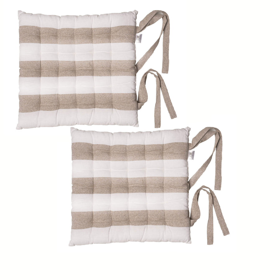Rans Set of 2 Alfresco Cotton Chair Pads 40x40 cm - Striped Vintage Design - SuperSaverAU - view 1