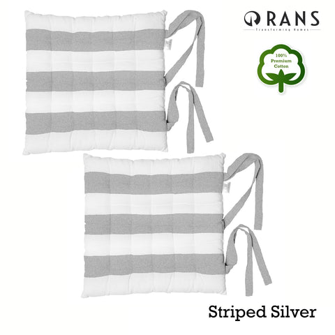 Rans Alfresco Cotton Chair Pads – Silver 40 x 40cm, Set of 2