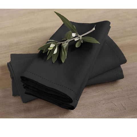 Rans Set of 4 Elegant Hemstitch Napkins - 45 x 45 cm - Black Cotton - SuperSaverAU - view 1