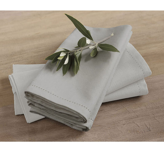 Rans Set of 4 Elegant Hemstitch Napkins - 45 x 45 cm - Grey Cotton