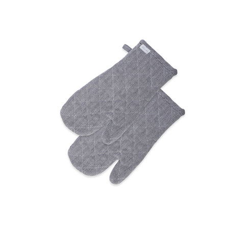 Rans Herringbone Black Cotton Set of 2 Oven Gloves - Padded, Machine Washable, 18 x 32 cm - SuperSaverAU - view 1