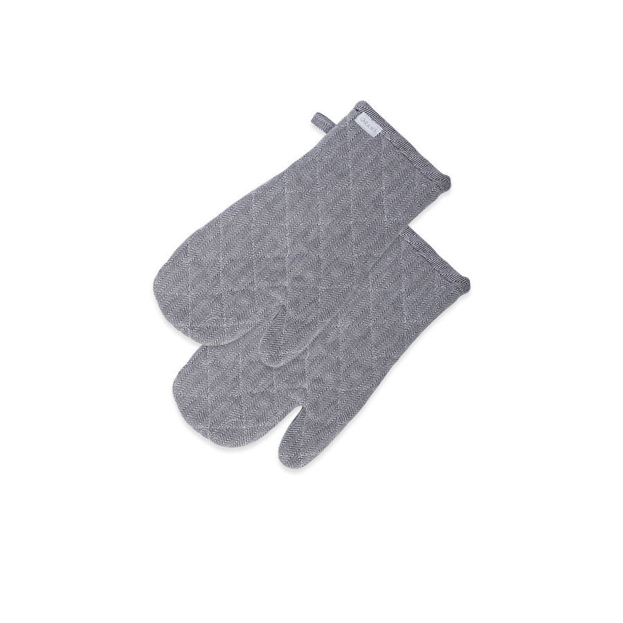 Rans Herringbone Black Cotton Set of 2 Oven Gloves - Padded, Machine Washable, 18 x 32 cm - SuperSaverAU - view 1
