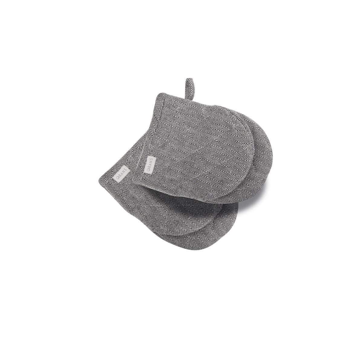 Rans Herringbone Black Cotton Set of 2 Mini Oven Gloves - Padded, Machine Washable - SuperSaverAU - view 1