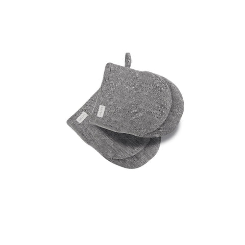 Rans Herringbone Black Cotton Set of 2 Mini Oven Gloves - Padded, Machine Washable - SuperSaverAU - view 1