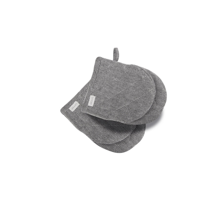 Rans Herringbone Black Cotton Set of 2 Mini Oven Gloves - Padded, Machine Washable - SuperSaverAU - view 1