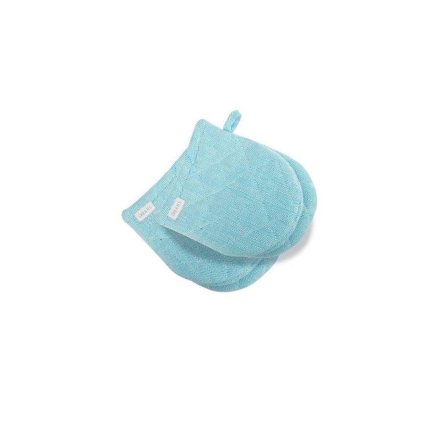 Rans Herringbone Blue Cotton Mini Gloves Set of 2 - Padded, Machine Washable - SuperSaverAU - view 1