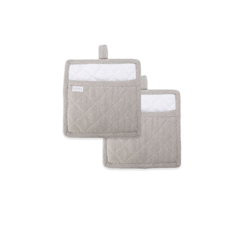 Rans Herringbone Charcoal Cotton Set of 2 Pot Holders - 20 x 20 cm - SuperSaverAU - view 1