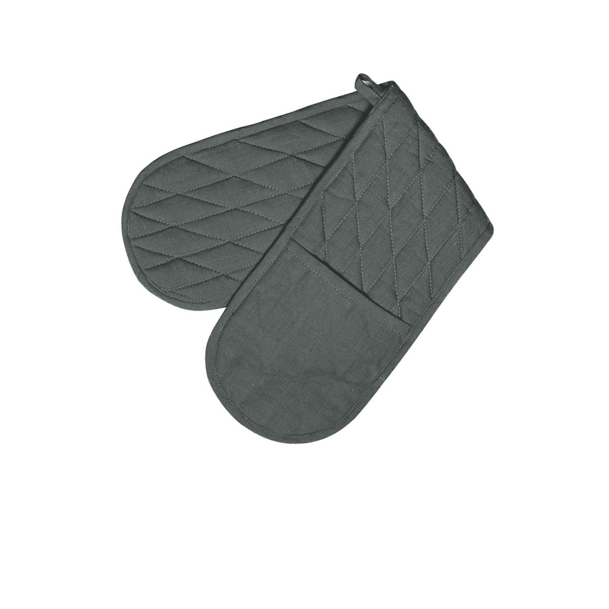 Rans Charcoal Cotton Double End Oven Mitts - 18 x 75 cm, Solid/Quilted Pattern - SuperSaverAU - view 1