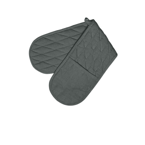 Rans Charcoal Cotton Double End Oven Mitts - 18 x 75 cm, Solid/Quilted Pattern - SuperSaverAU - view 1