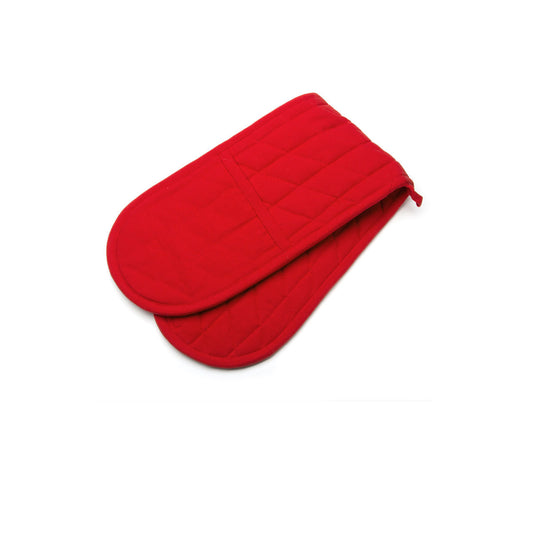 Rans Manhattan Red Cotton Double End Oven Mitts 18 x 75 cm, Quilted Pattern