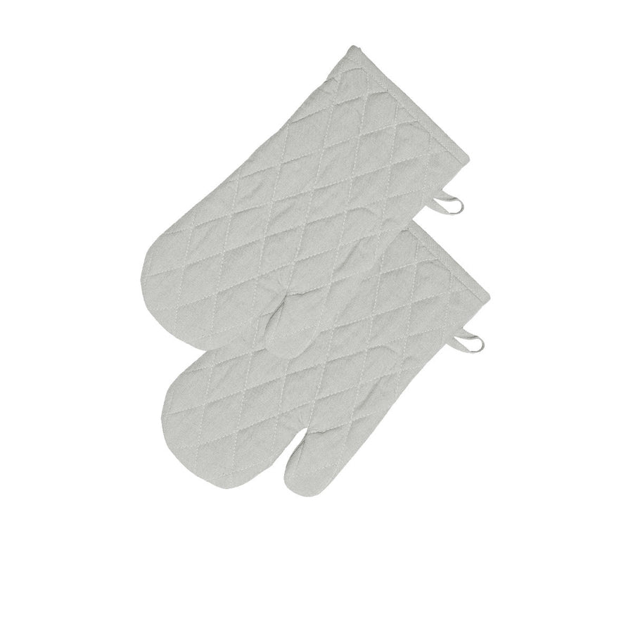 Rans Manhattan Silver Cotton 2 x Oven Gloves - Solid/Quilted Pattern, 18 x 32 cm - SuperSaverAU - view 1