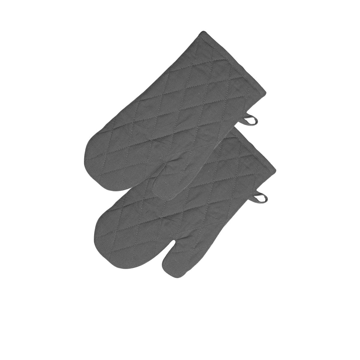 Rans Charcoal Cotton Set of 2 Oven Gloves - 18 x 32 cm, Solid/Quilted Pattern - SuperSaverAU - view 1