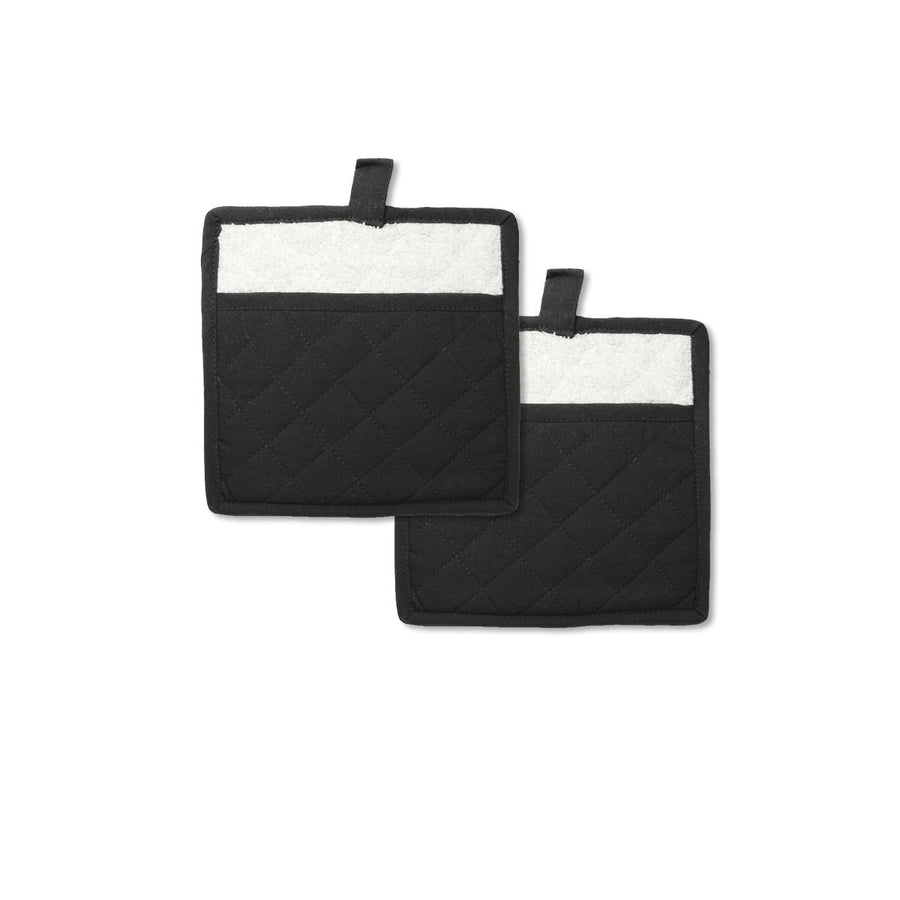 Rans Manhattan Black 2 x 20cm Cotton Pot Holders - Solid/Quilted Pattern - SuperSaverAU - view 1