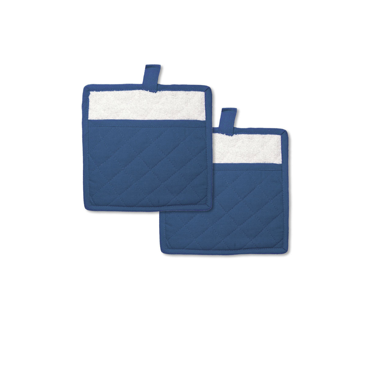 Rans Manhattan Blue Cotton 2 x Pot Holders 20 x 20 cm Quilted Pattern - SuperSaverAU - view 1