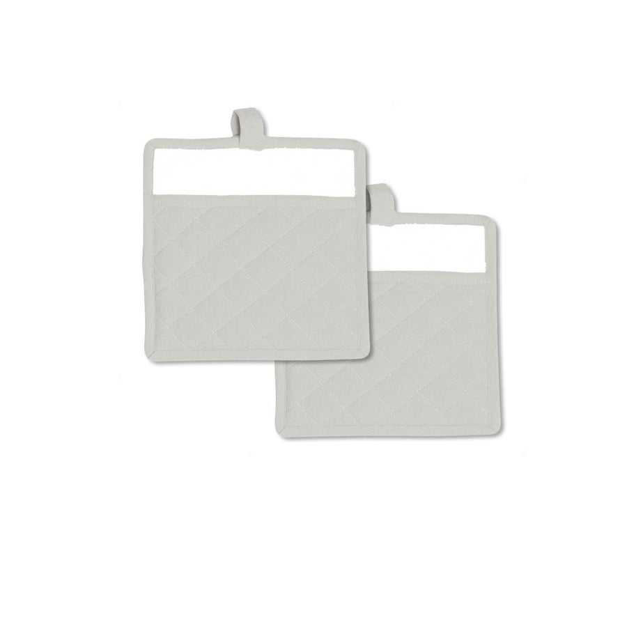Rans Manhattan Silver Cotton Set of 2 Pot Holders - 20 x 20 cm, Quilted Pattern - SuperSaverAU - view 1