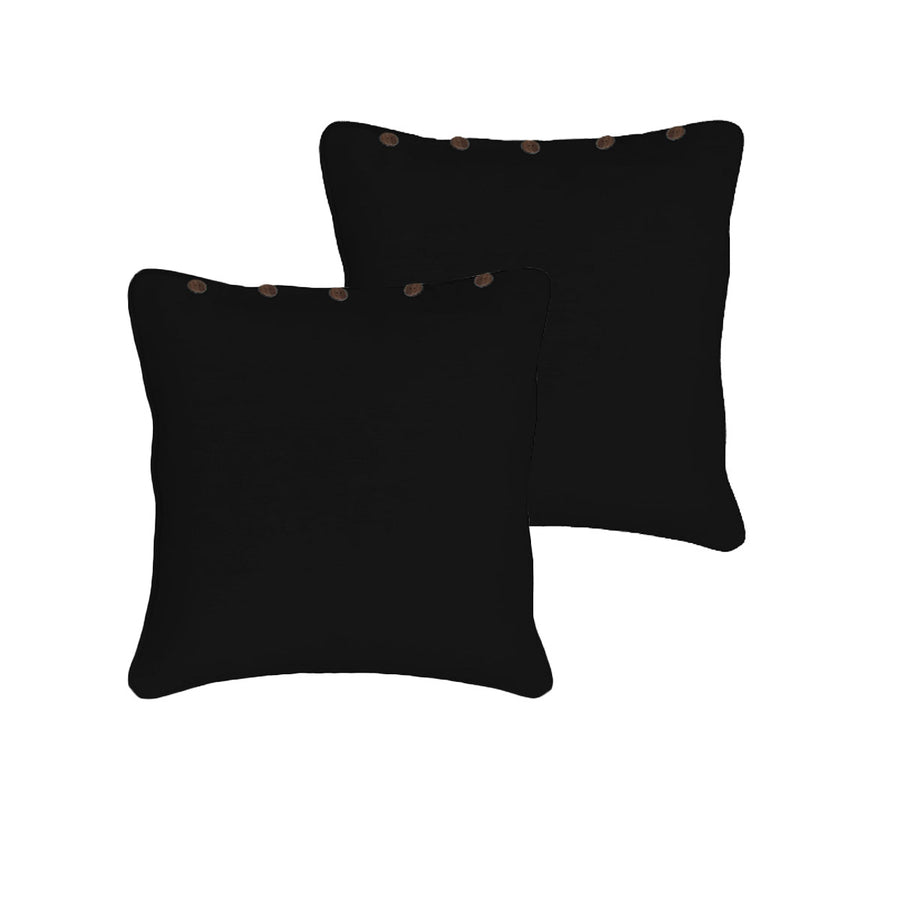 Rans London Cotton European Pillowcases with Buttons 60 x 60 cm - Black, 2 Pack - SuperSaverAU - view 1