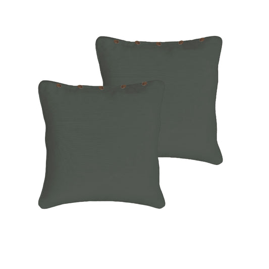 Rans London Cotton European Pillowcases with Buttons 60 x 60 cm - Charcoal