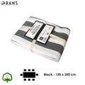 Rans Alfresco Stripes Cotton Tablecloth – Black & White 150 x 250cm, 8 Seater