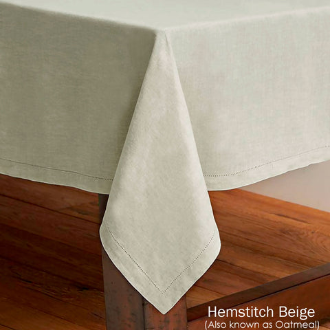 Rans Pure Cotton Hemstitch Tablecloth – Beige 205 x 205cm