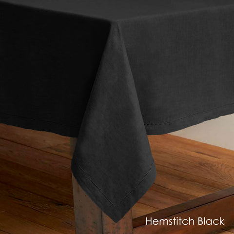 Rans Pure Cotton Hemstitch Tablecloth – Black 150 x 260cm
