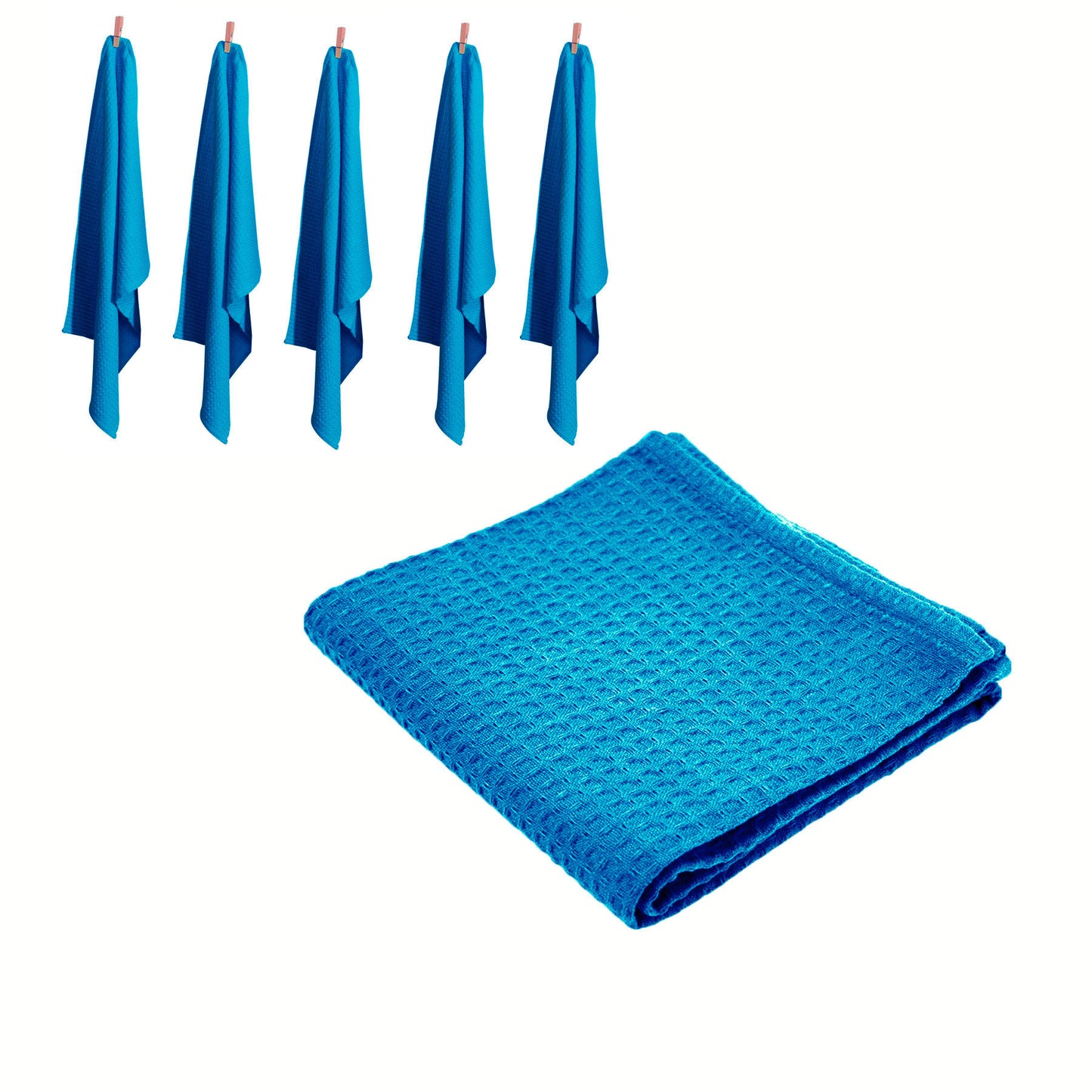 Rans Set of 6 Cotton Waffle Tea Towels 50x70 cm - Super Absorbent, Lint Free