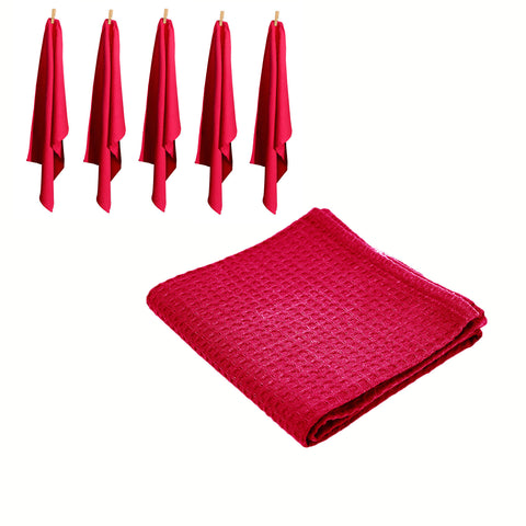 Rans Set of 6 Cotton Waffle Tea Towels 50x70 cm - Super Absorbent, Hot Pink - SuperSaverAU - view 1