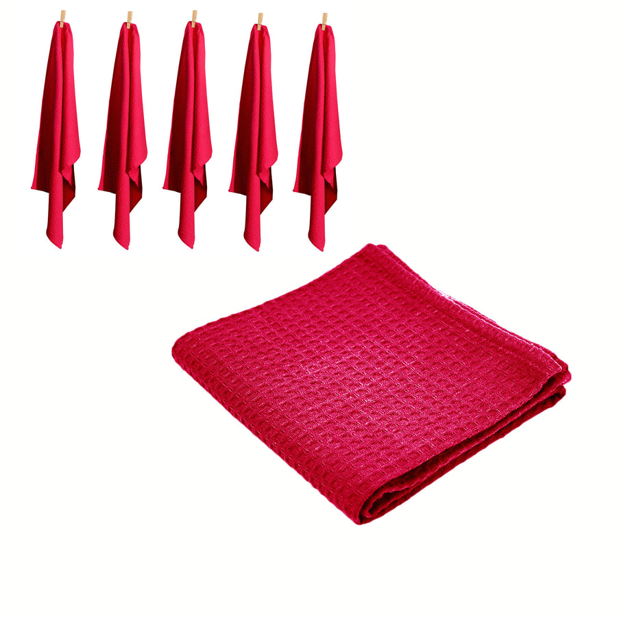 Rans Set of 6 Cotton Waffle Tea Towels 50x70 cm - Super Absorbent, Hot Pink - SuperSaverAU - view 1