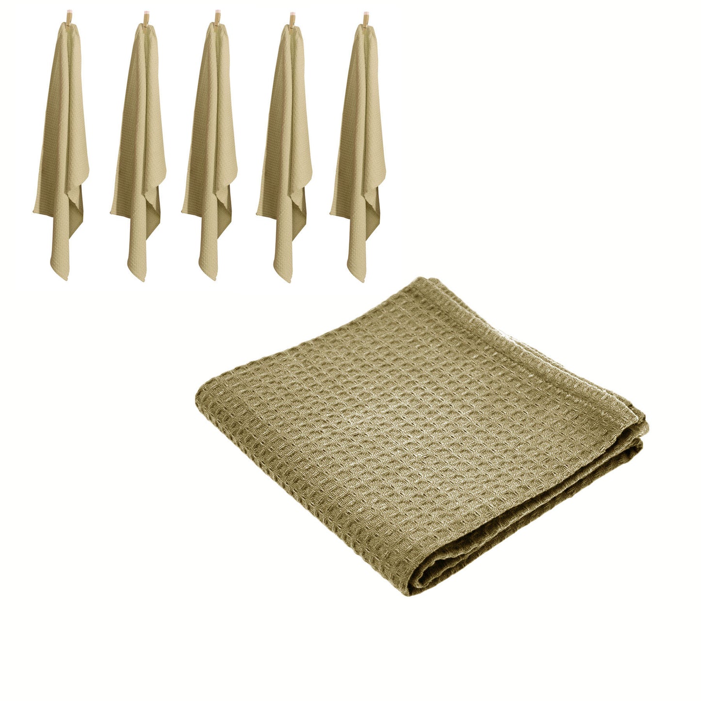 Rans Set of 6 Cotton Waffle Tea Towels 50x70 cm - Absorbent, Lint-Free, Stylish