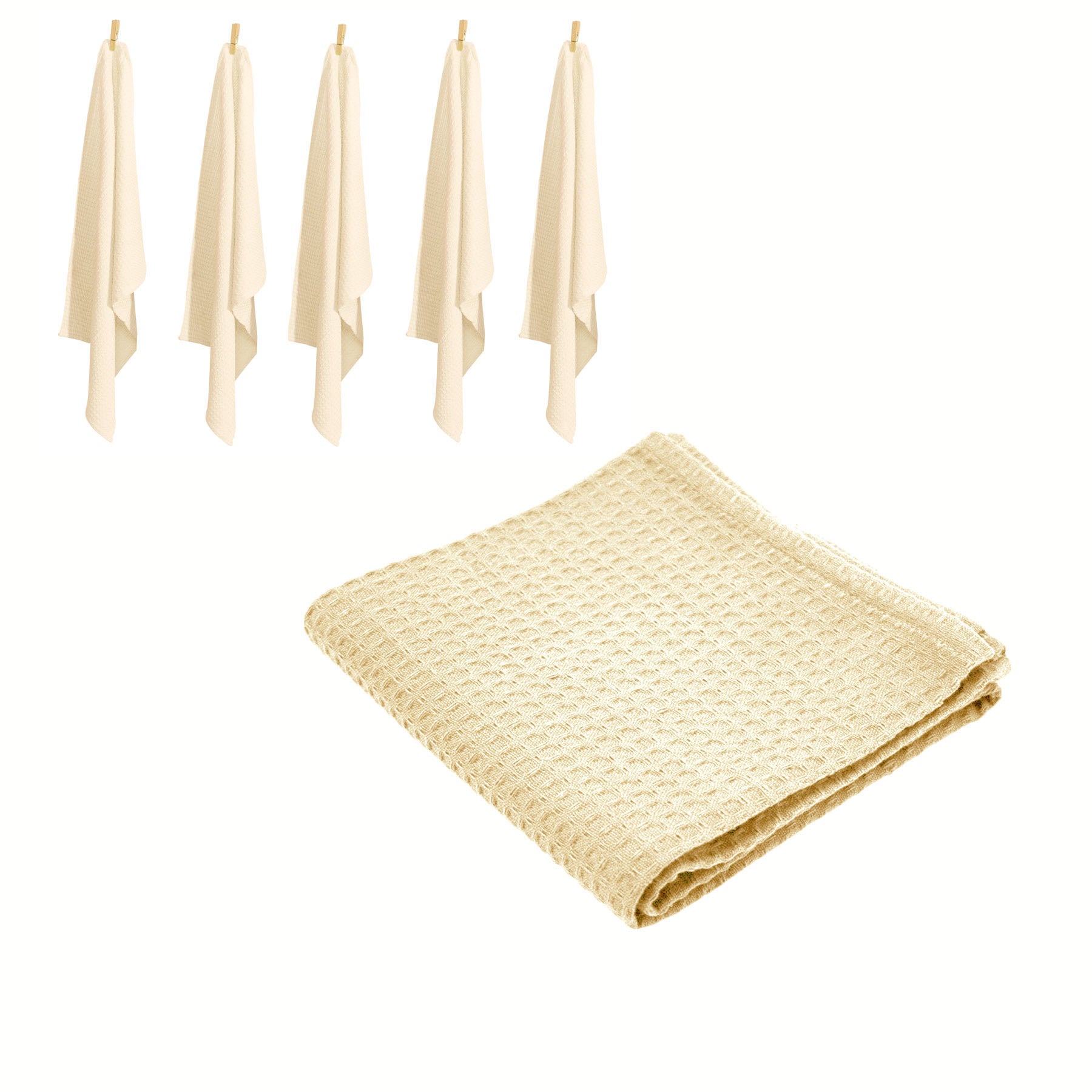 Rans Set of 6 Cotton Waffle Tea Towels 50x70 cm - Absorbent, Lint-Free, Stylish - SuperSaverAU - view 1