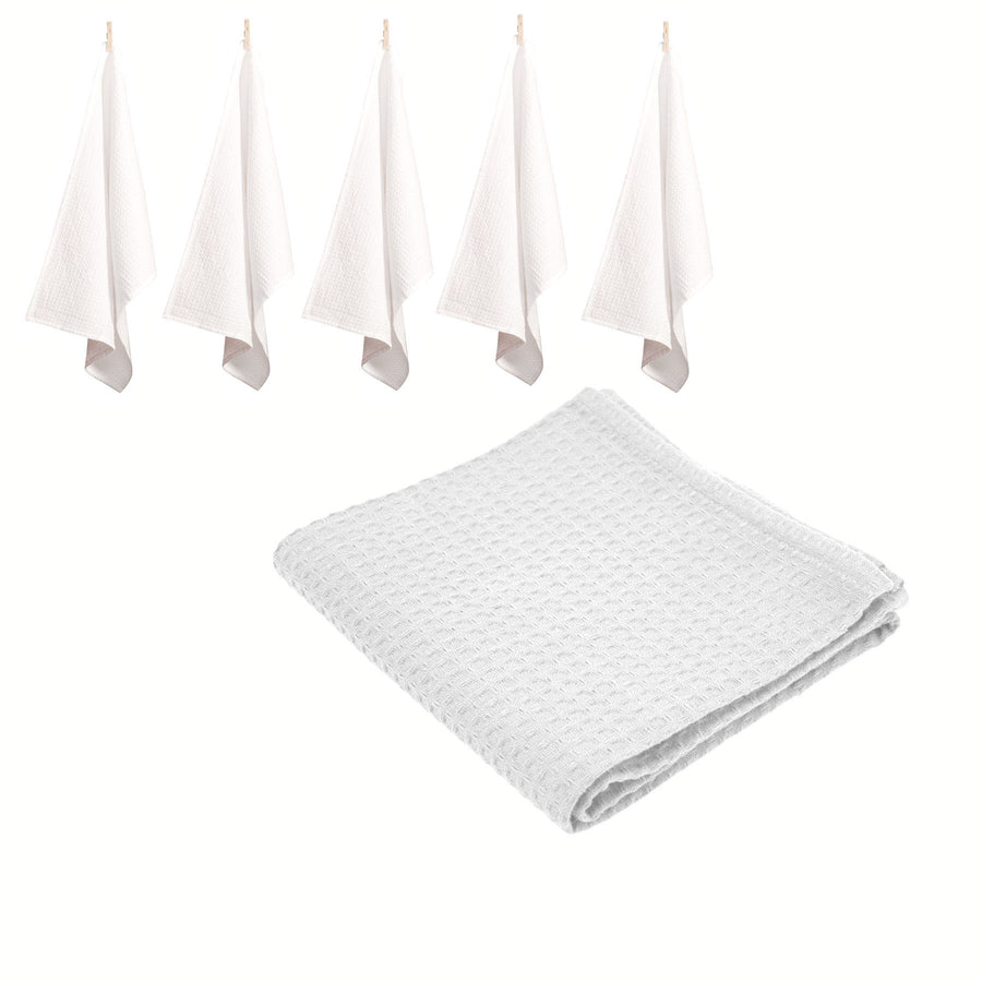 Rans Set of 6 Cotton Waffle Tea Towels 50x70 cm - Super Absorbent, Lint Free - SuperSaverAU - view 1