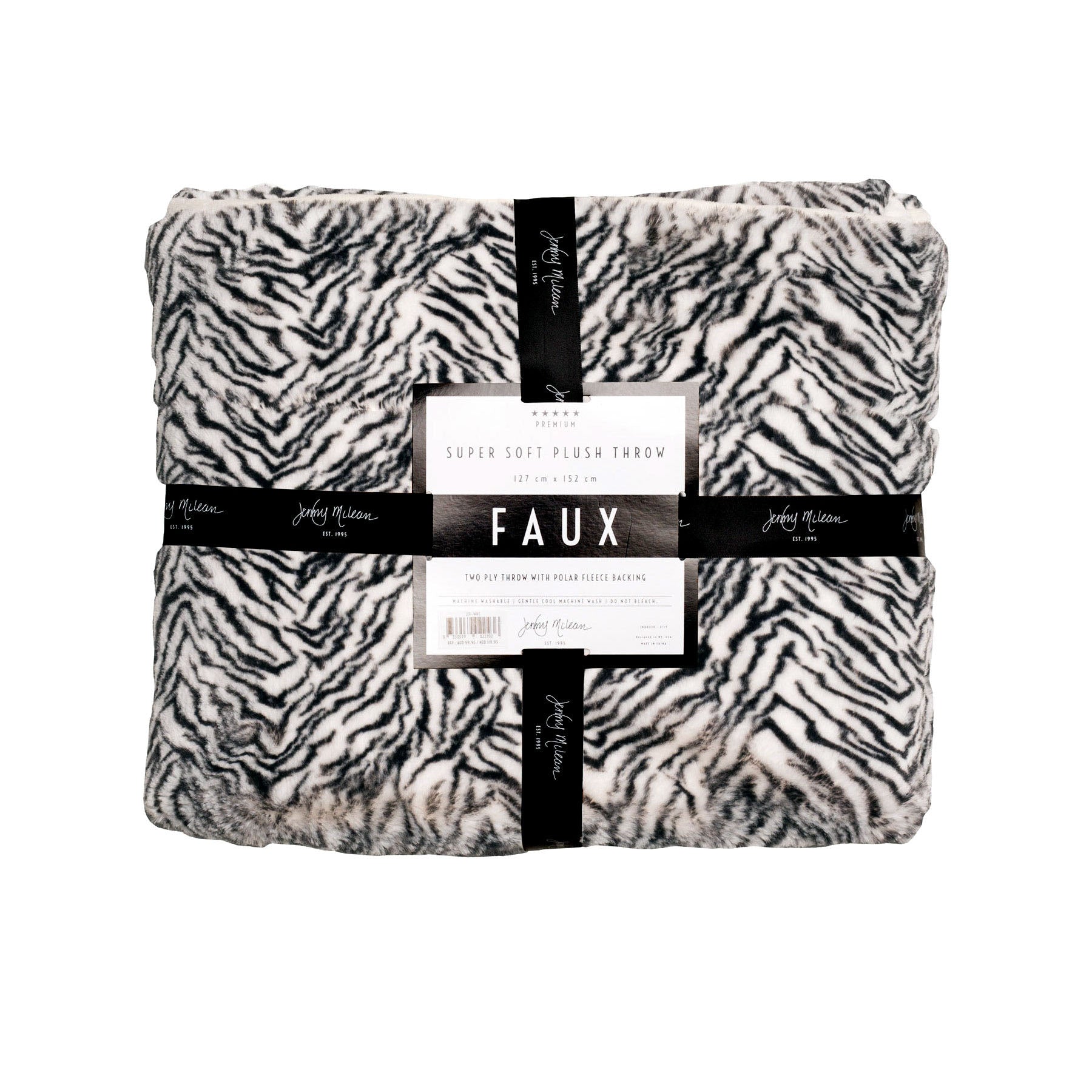 Jenny Mclean 500GSM Cosy Faux Throw 127x152cm - Zebra Animal Print - SuperSaverAU - view 1