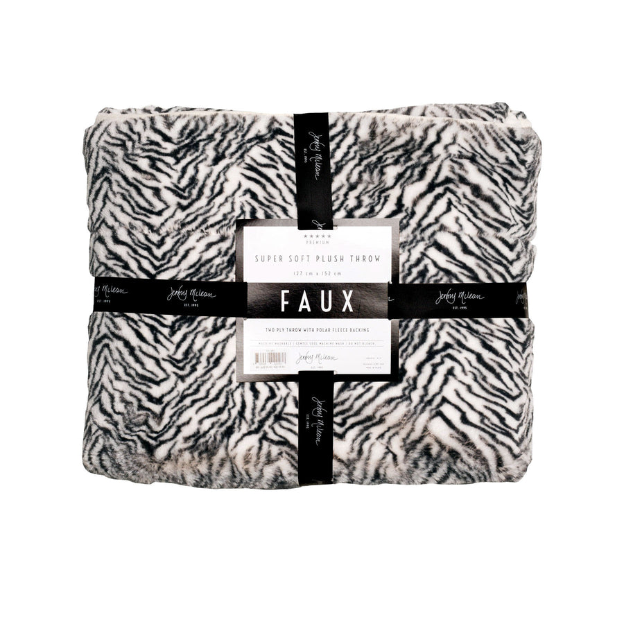 Jenny Mclean 500GSM Cosy Faux Throw 127x152cm - Zebra Animal Print - SuperSaverAU - view 1
