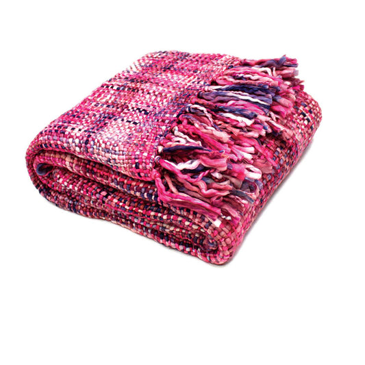 Rans Oslo Knitted Weave Throw 127x152cm - Barbie Doll, Stylish Fringes, Soft Acrylic