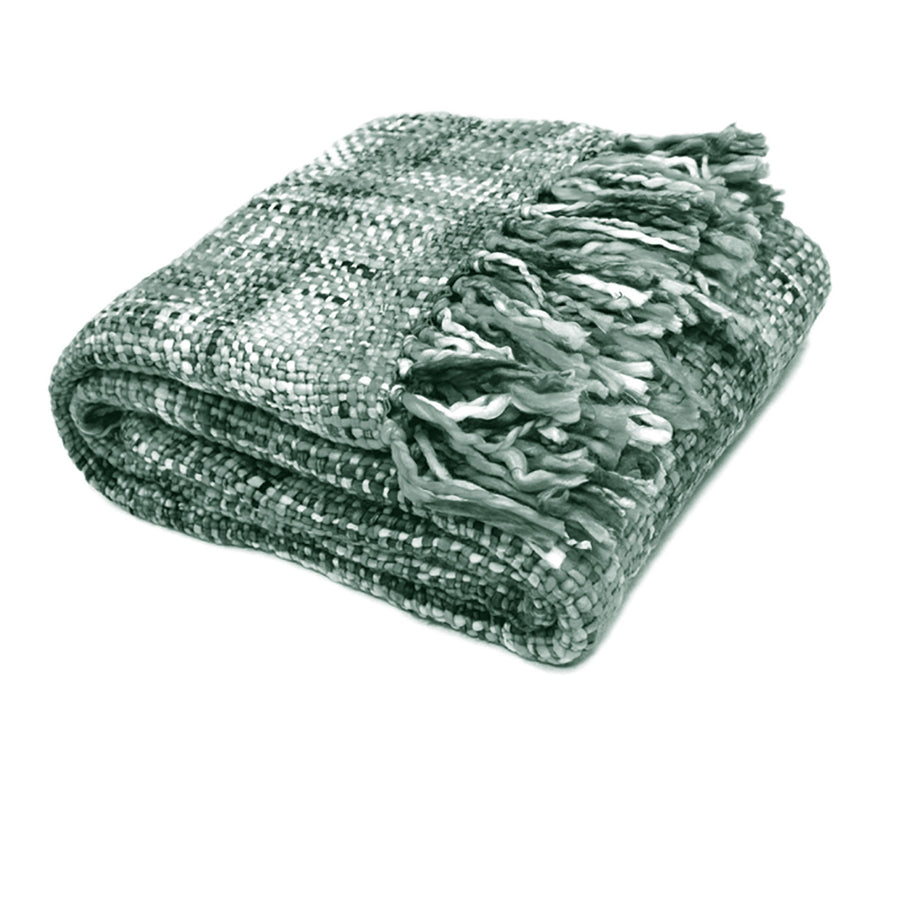 Rans Oslo Knitted Weave Throw 127x152cm - Grey Goose, Stylish Fringes, 100% Acrylic - SuperSaverAU - view 1