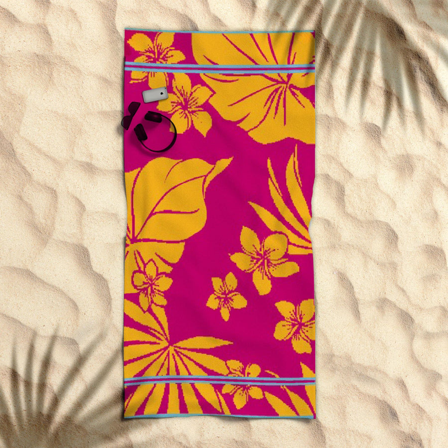 Rans Premium Cotton Beach Towel 86 x 160 cm Floral Hawaii 007 Pink Nautical Design - SuperSaverAU - view 1