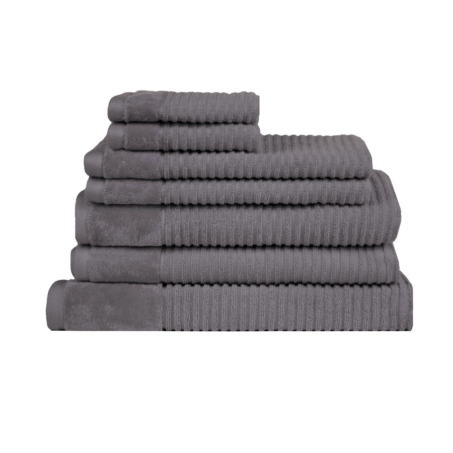 Royal Excellency 7 Piece Cotton Bath Towel Set - Charcoal, 100% Cotton, Highly Absorbent - SuperSaverAU - view 1