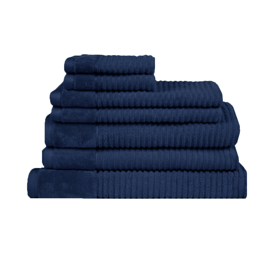 Royal Excellency 7 Piece Cotton Bath Towel Set - Navy, 100% Cotton, Highly Absorbent - SuperSaverAU - view 1