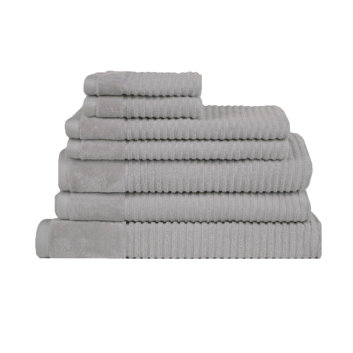 Royal Excellency 7 Piece Cotton Bath Towel Set - Silver, 100% Cotton, Highly Absorbent - SuperSaverAU - view 1