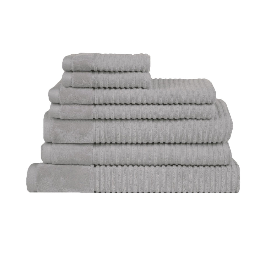 Royal Excellency 7 Piece Cotton Bath Towel Set - Silver, 100% Cotton, Highly Absorbent - SuperSaverAU - view 1