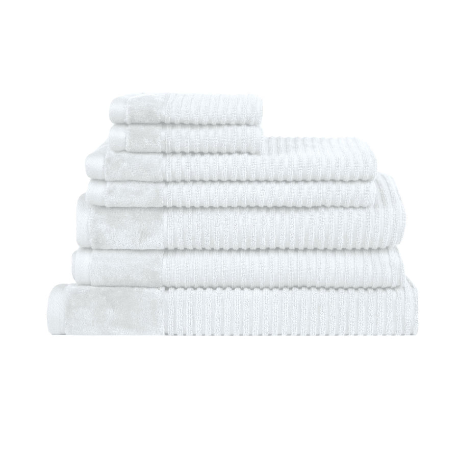 Royal Excellency 7 Piece Cotton Bath Towel Set - White, 100% Cotton, Highly Absorbent - SuperSaverAU - view 1