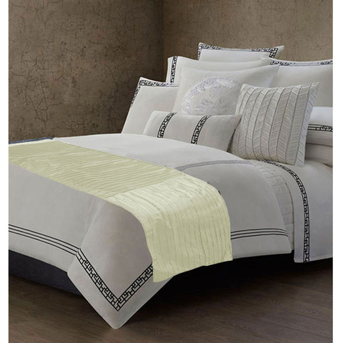 Rapee Pleated Bed Runner - Cream, 50cm x 210cm, Faux Silk Polyester - SuperSaverAU - view 1