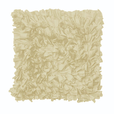 Rapee Filled Ruffled Cushion - Ivory, 43cm x 43cm, Soft Satin Polyester - SuperSaverAU - view 1