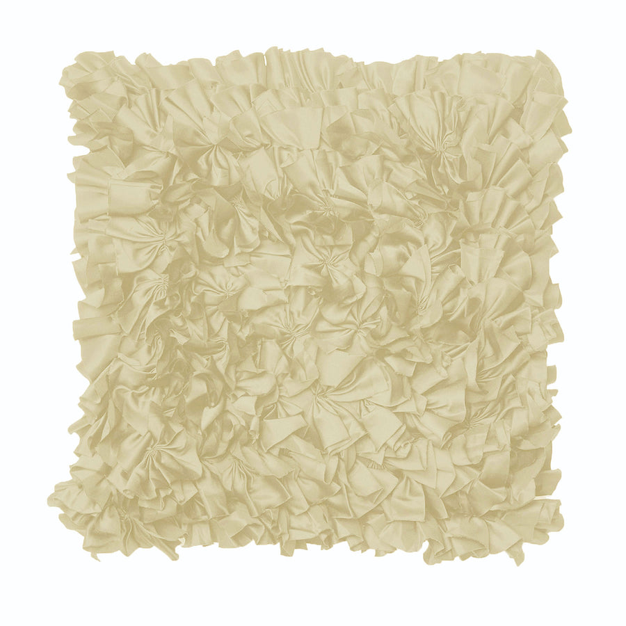 Rapee Filled Ruffled Cushion - Ivory, 43cm x 43cm, Soft Satin Polyester - SuperSaverAU - view 1