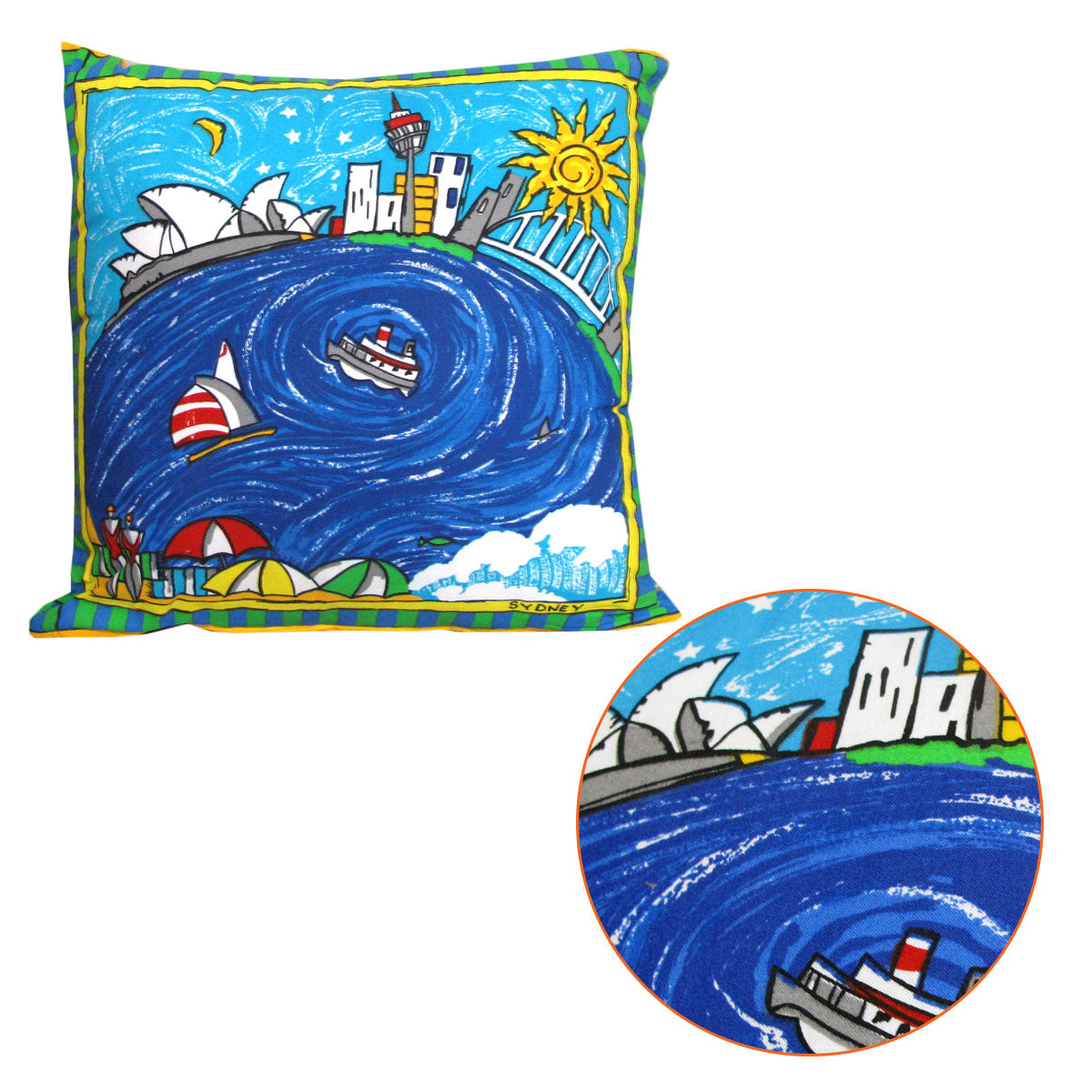 Rapee Sydney Opera House Filled Cushion 40 x 40 cm - Colourful Cotton Design - SuperSaverAU - view 1
