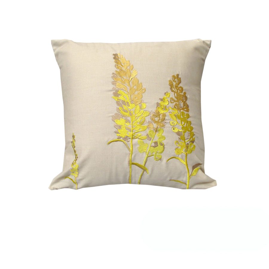 Rapee Cushion Cover Floral Embroidery 43 x 43 cm Wheat - Soft Touch Fabric - SuperSaverAU - view 1