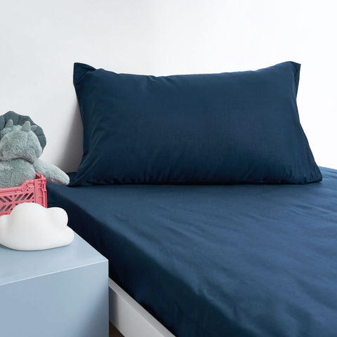 Premium Minikins Junior Cotton Fitted Sheet Combo Set - Storm Navy, Single