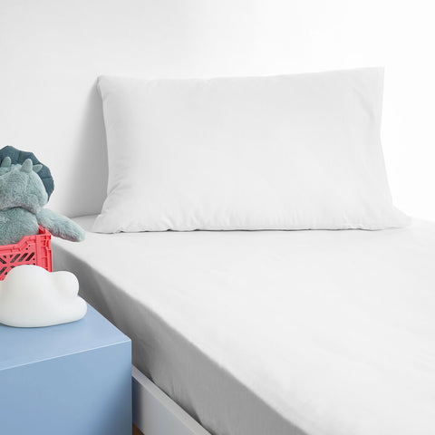 Minikins Junior Cotton Combo Fitted Sheet Set White Single - Solid Colour, 180 Thread Count - SuperSaverAU - view 1