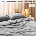 Dickies Cotton Waffle Quilt Cover Set - Grey, Queen