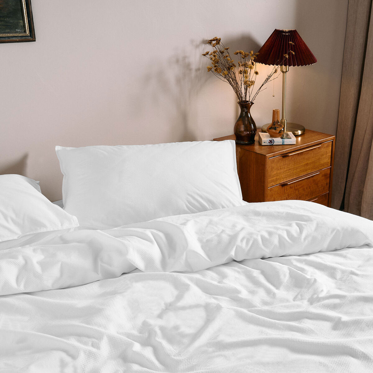 Dickies Cotton Waffle Quilt Cover Set - White, Queen