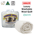 500GSM Washable Wool Quilt - 210 x 210 cm - Australian Made, Cotton Cover - SuperSaverAU - view 2